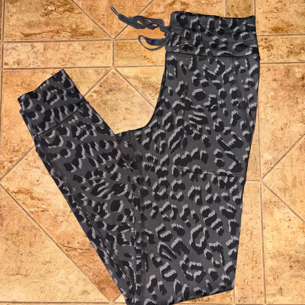Aerie Charcoal Leopard Print Joggers